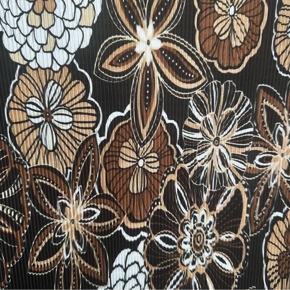 Dress Barn Top Size Medium Brown Y2K Babydoll Hippie Asymmetrical Floral - Picture 7 of 7